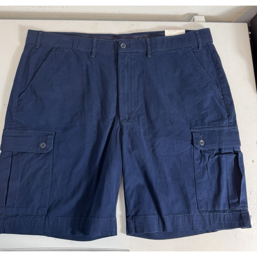 St Johns Bay Mens Navy Cargo Shorts Size 46 Big Comfort Stretch 10 Inch Inseam